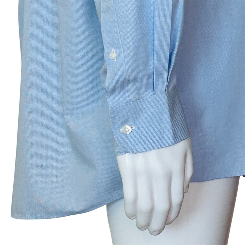Roundtree & Yorke Dress Shirt Mens 17.5 34/35 Blue Micro Check Slim Fit - Picture 13 of 15